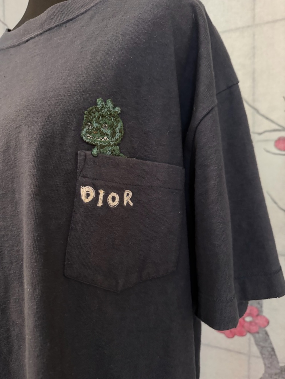 Dior Black Crewneck Tee with Branded Neck Tag